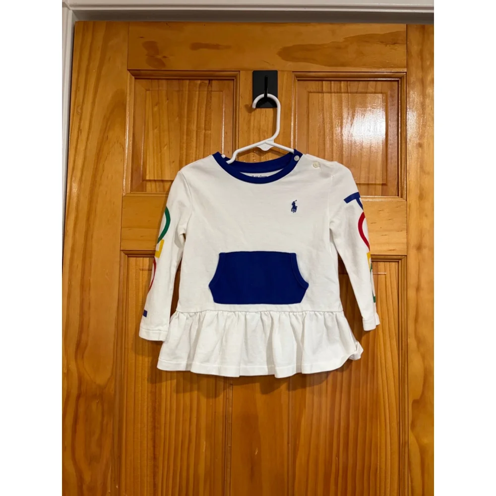 Ralph Lauren Baby Top 18M Polo Colorblock Pocket Logo Preppy Girls